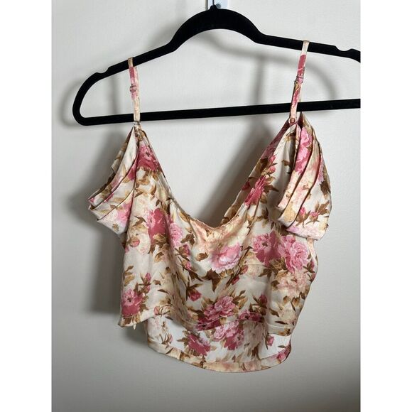 Boohoo Occasion Off the Shoulder Pink and Cream Floral Top Size 12 NWT - Picture 4 of 4